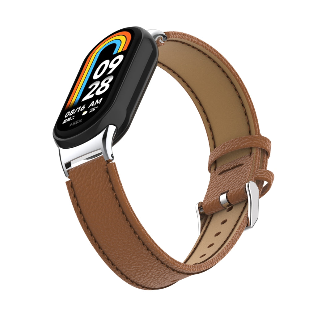 For Xiaomi Smart Band 8 Genuine Cow Leather Watch Band Litchi Texture Watch Strap with Connector For Xiaomi Smart Band 8 Genuine Cow Leather Watch Band Litchi Texture Watch Strap with Connector